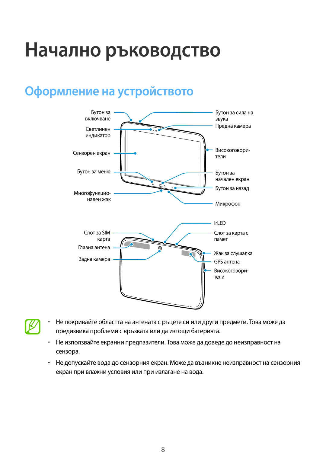 Samsung GT-P5200ZWAGBL, GT-P5200ZWABGL, GT-P5200MKABGL, GT-P5200ZWAMTL manual Начално ръководство, Оформление на устройството 