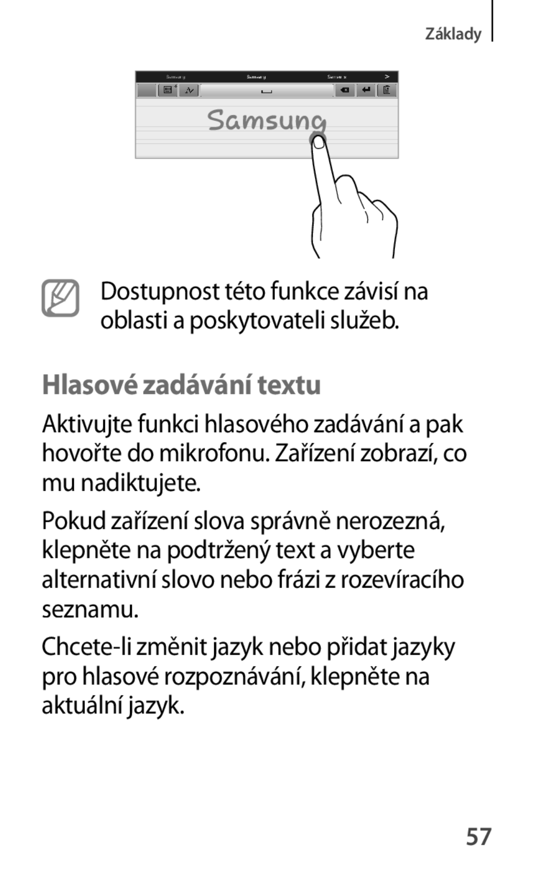 Samsung GT-P5200MKAEUR, GT-P5200ZWAEUR, GT-P5200ZWAXEO, GT-P5200MKAATO, GT-P5200ZWATPL, GT-P5200ZWADRE Hlasové zadávání textu 