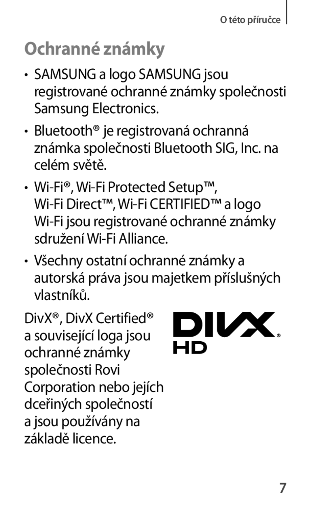 Samsung GT-P5200MKAXEZ, GT-P5200ZWAEUR, GT-P5200ZWAXEO, GT-P5200MKAATO, GT-P5200ZWATPL, GT-P5200ZWADRE manual Ochranné známky 