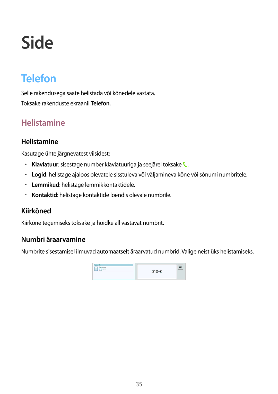 Samsung GT-P5200MKASEB, GT-P5200ZWASEB manual Side, Telefon, Helistamine 