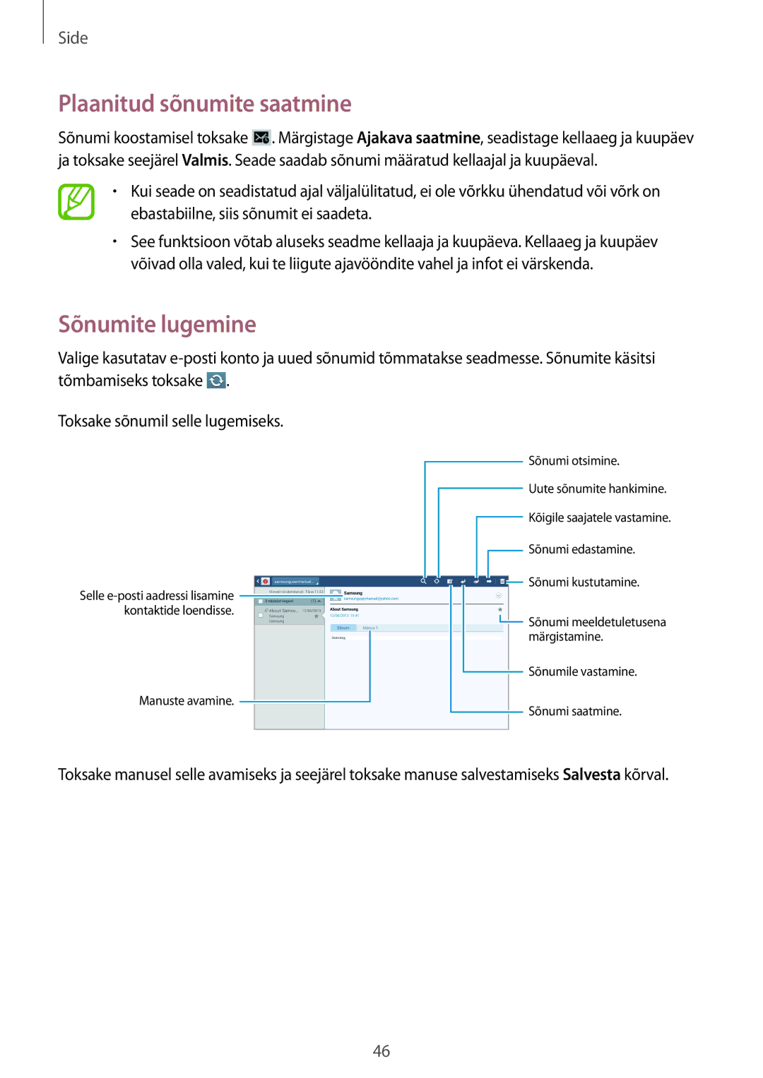 Samsung GT-P5200ZWASEB, GT-P5200MKASEB manual Sõnumite lugemine 