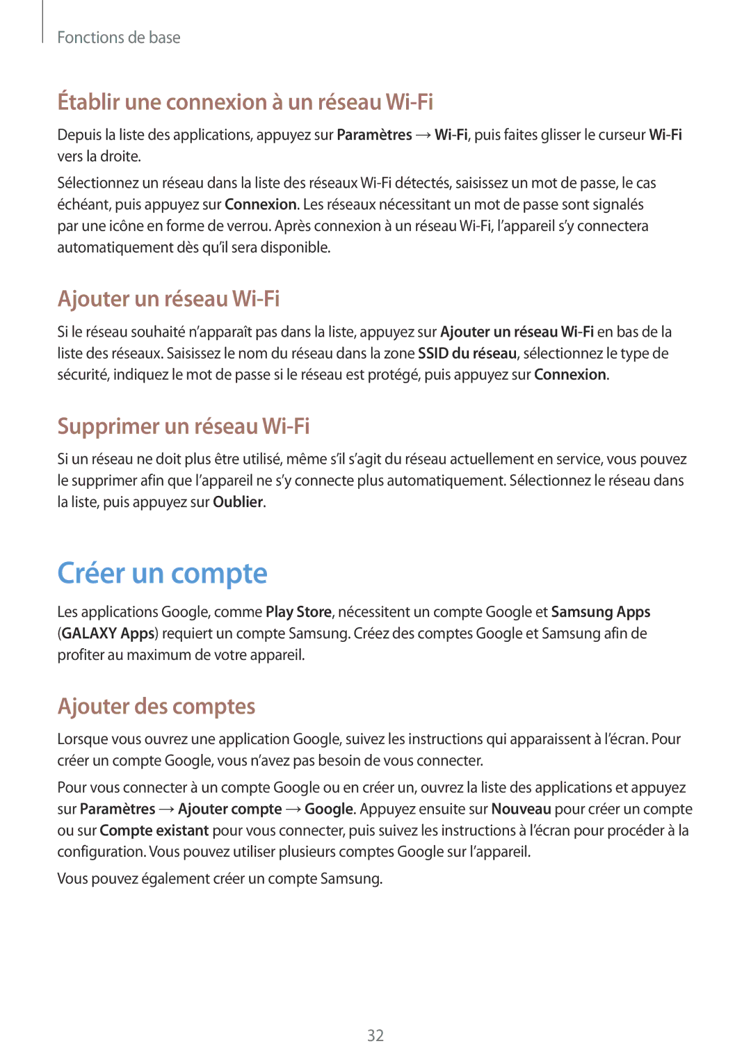 Samsung GT-P5200ZWAXEF manual Créer un compte, Établir une connexion à un réseau Wi-Fi, Ajouter un réseau Wi-Fi 