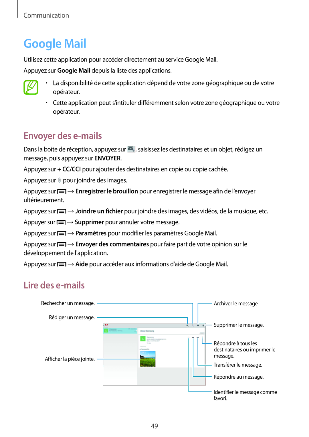 Samsung GT-P5200ZWAXEF manual Google Mail 