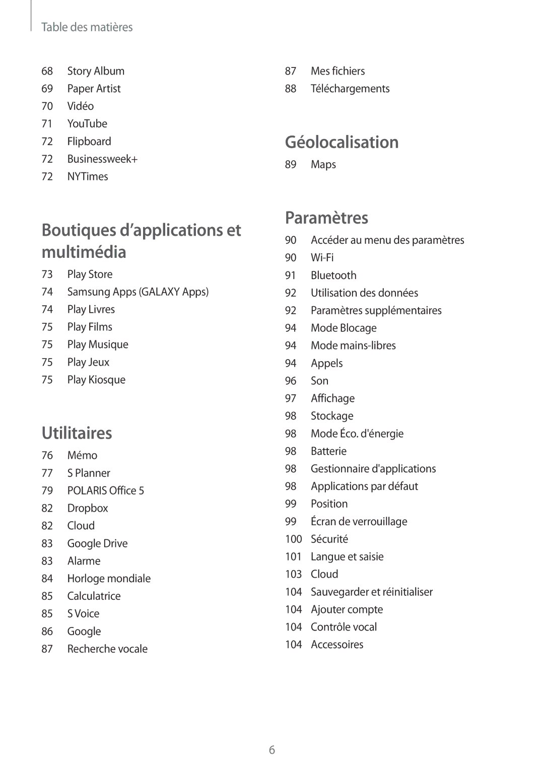 Samsung GT-P5200ZWAXEF manual Géolocalisation 