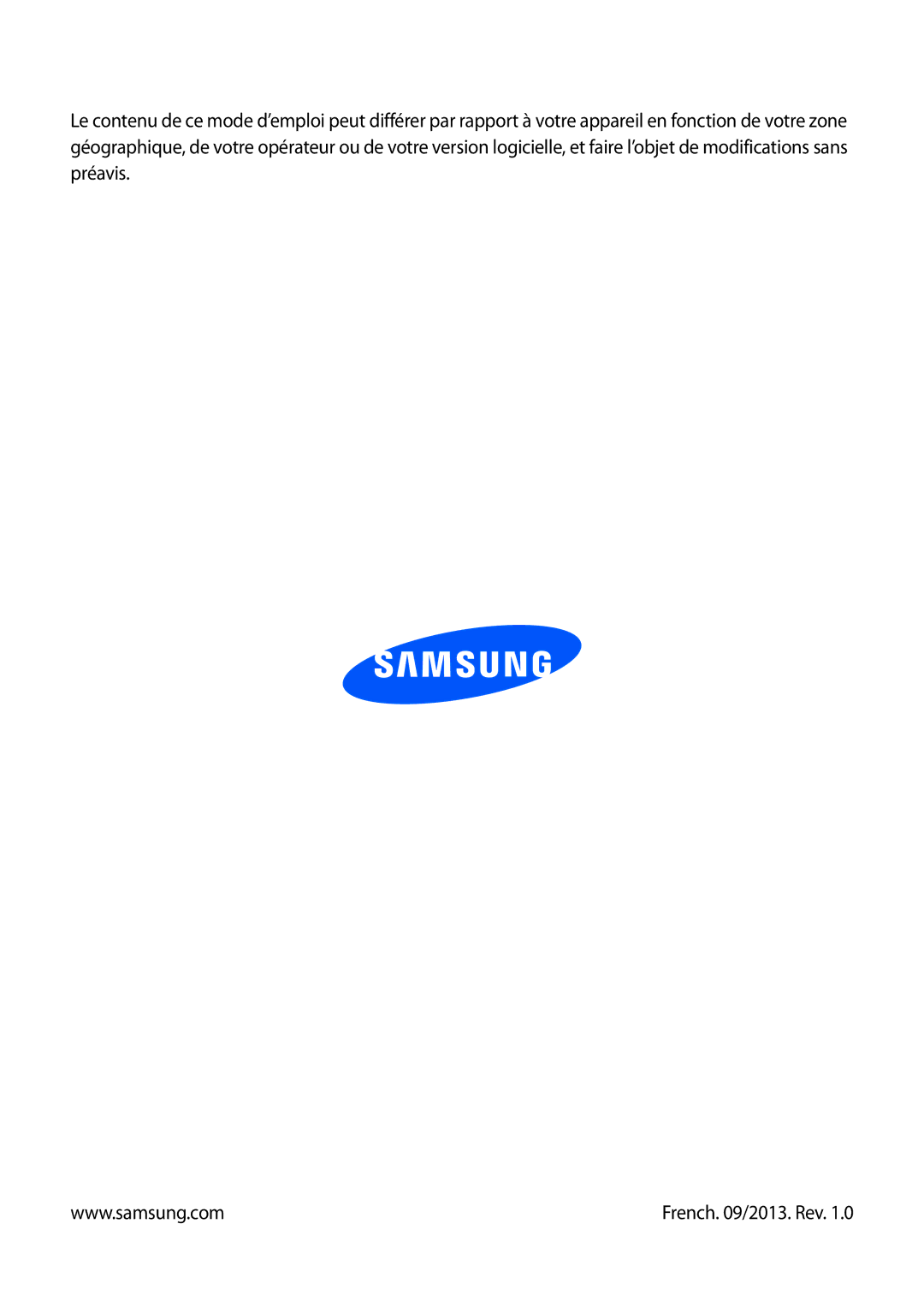 Samsung GT-P5200ZWAXEF manual French /2013. Rev 