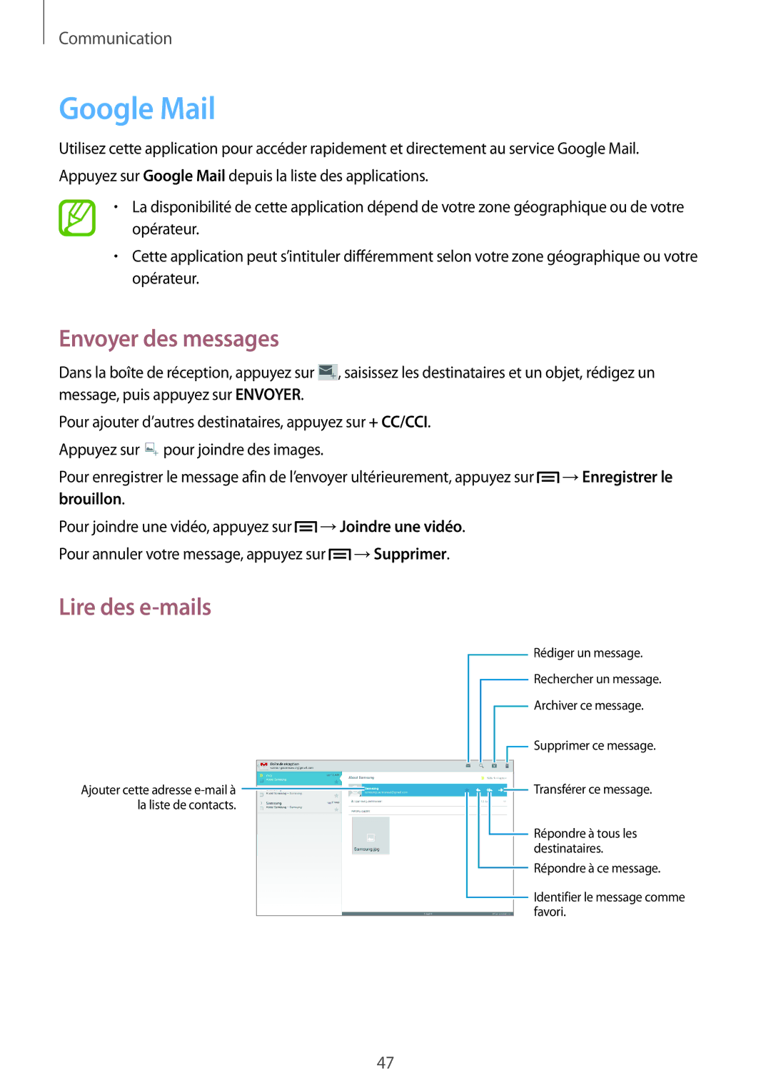 Samsung GT-P5200ZWAXEF manual Google Mail 