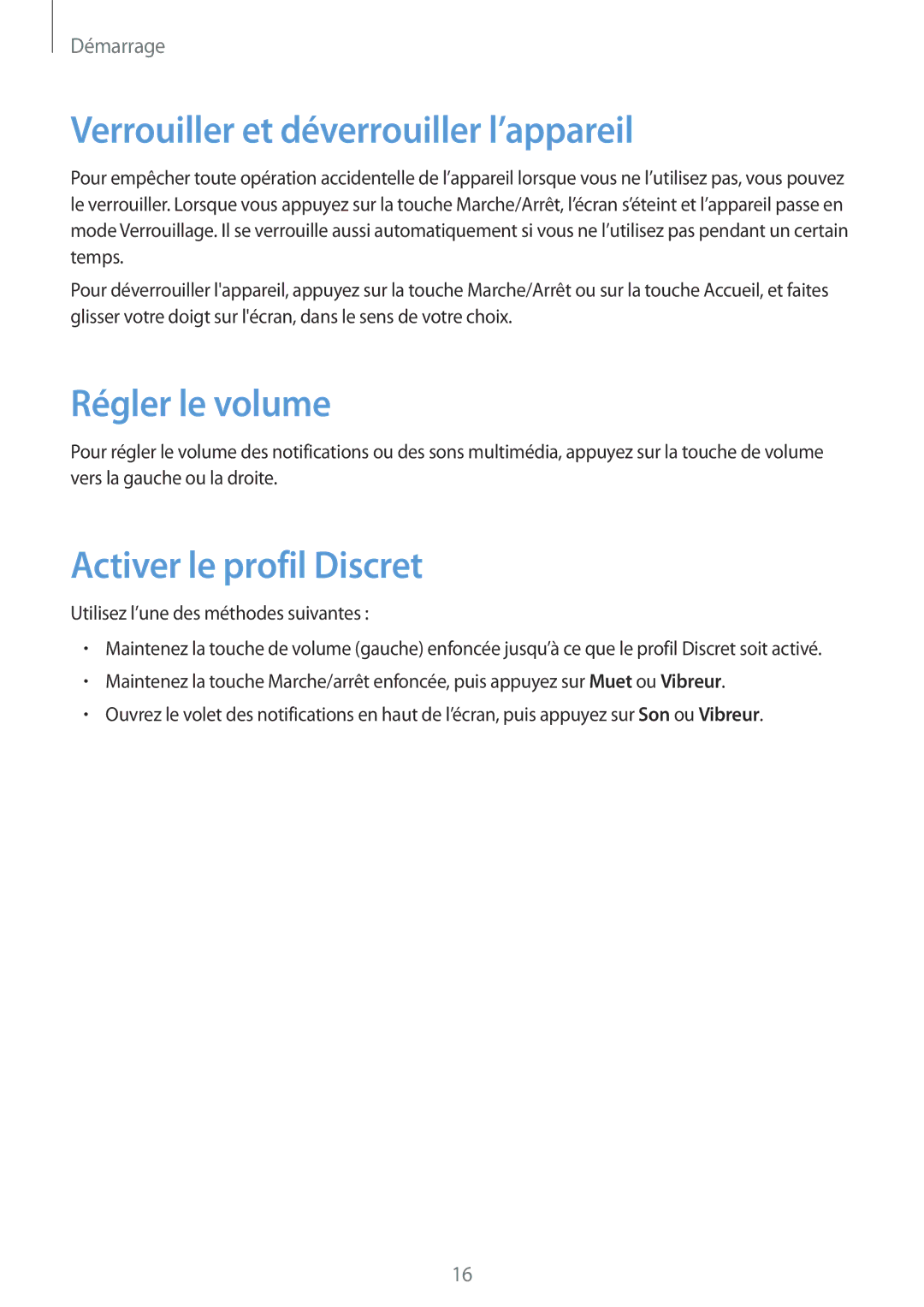 Samsung GT-P5200ZWAXEF manual Verrouiller et déverrouiller l’appareil, Régler le volume, Activer le profil Discret 