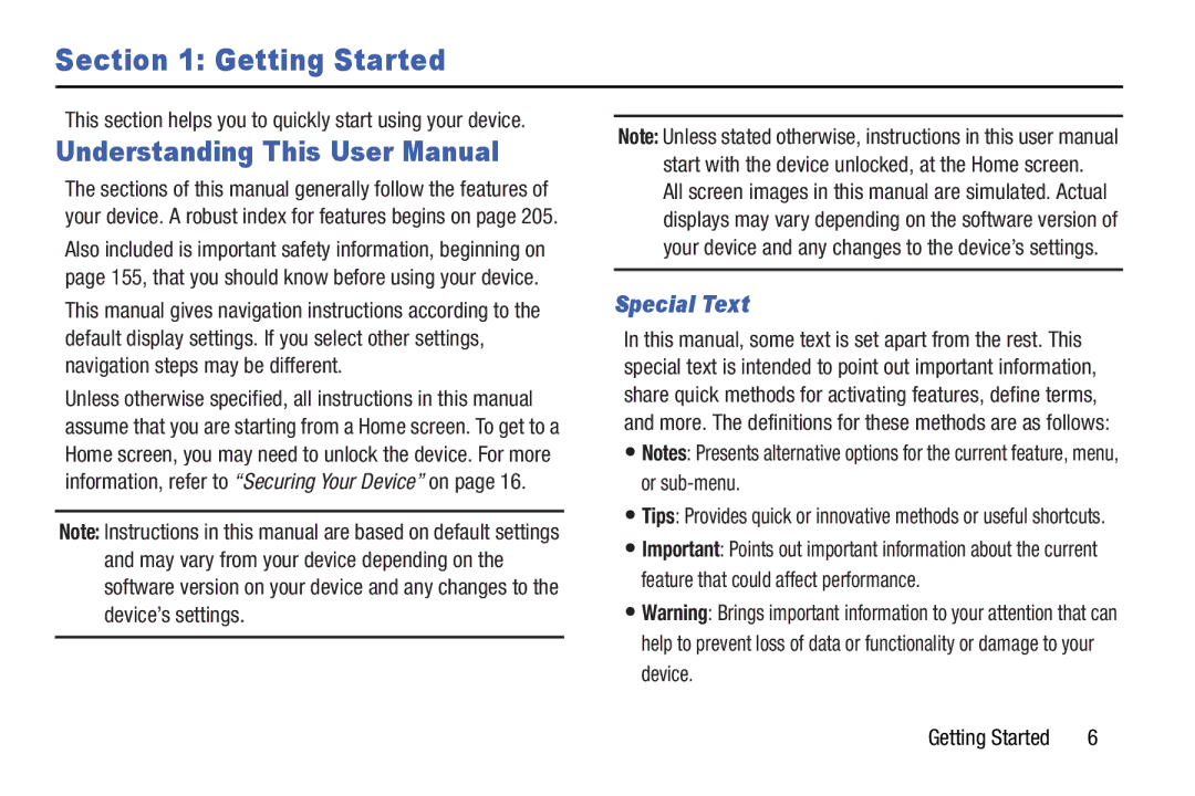 Samsung GT-P5210GNYXAR user manual Getting Started, Special Text 