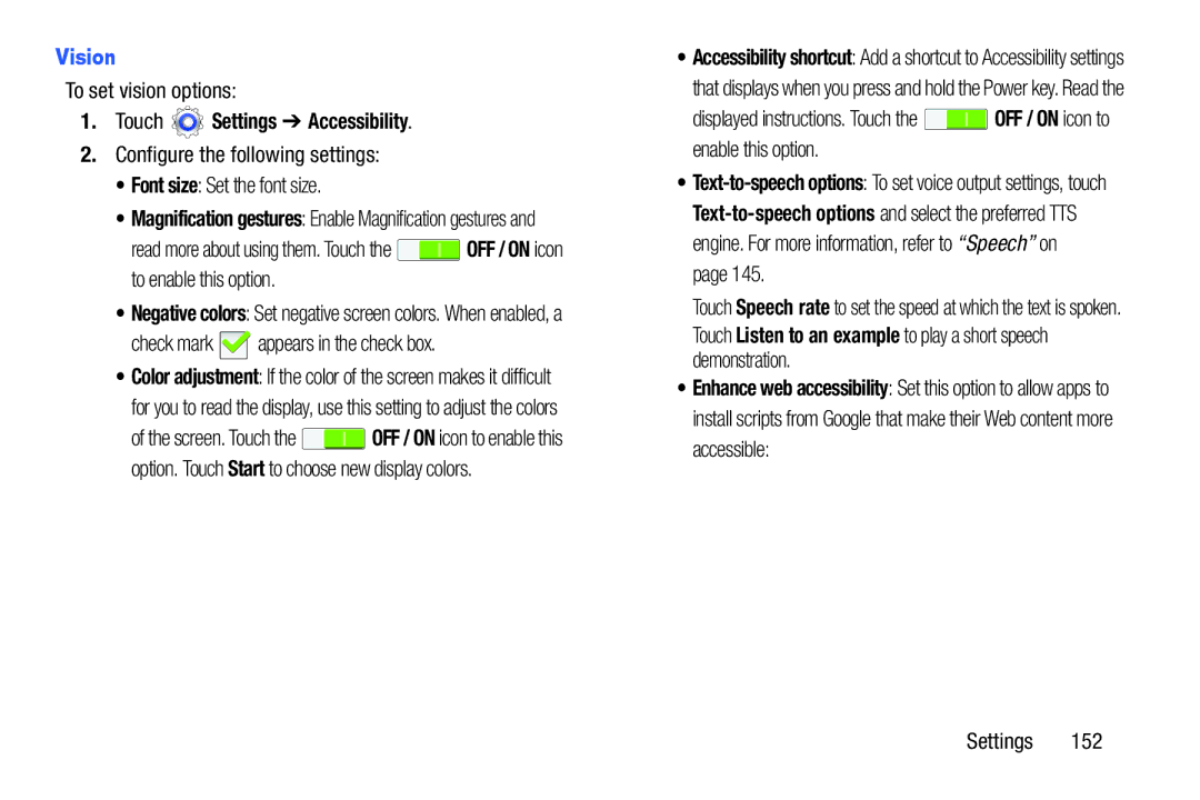 Samsung GT-P5210GNYXAR user manual Vision, To set vision options 