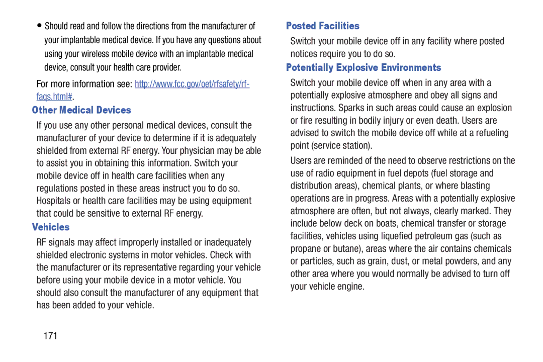 Samsung GT-P5210GNYXAR Other Medical Devices, Vehicles, Posted Facilities, Potentially Explosive Environments, 171 