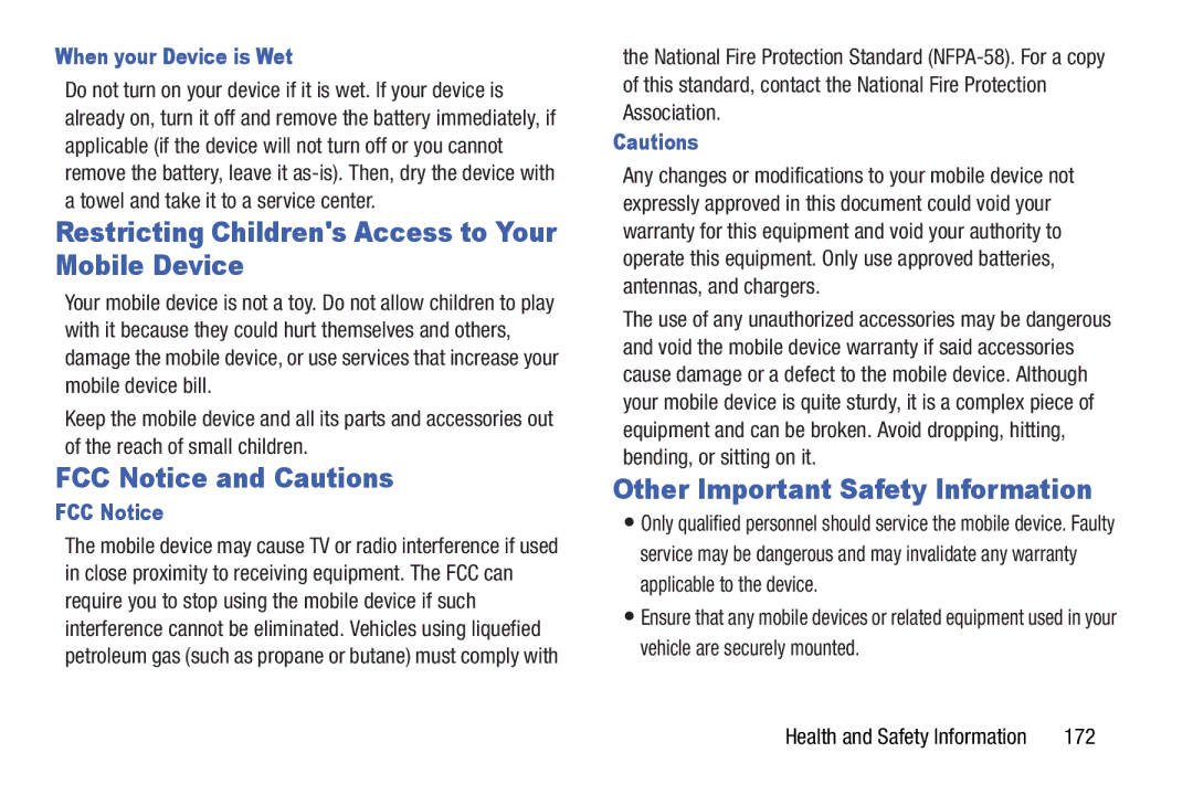 Samsung GT-P5210GNYXAR user manual Restricting Childrens Access to Your Mobile Device, FCC Notice and Cautions 