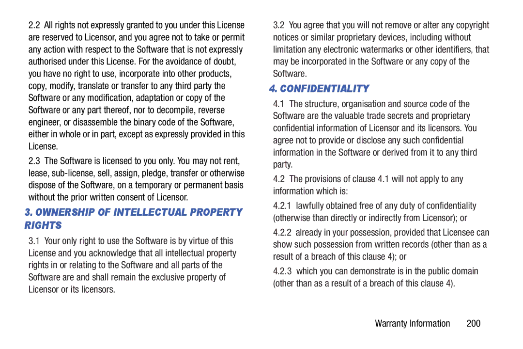 Samsung GT-P5210GNYXAR user manual Ownership of Intellectual Property Rights, 200 