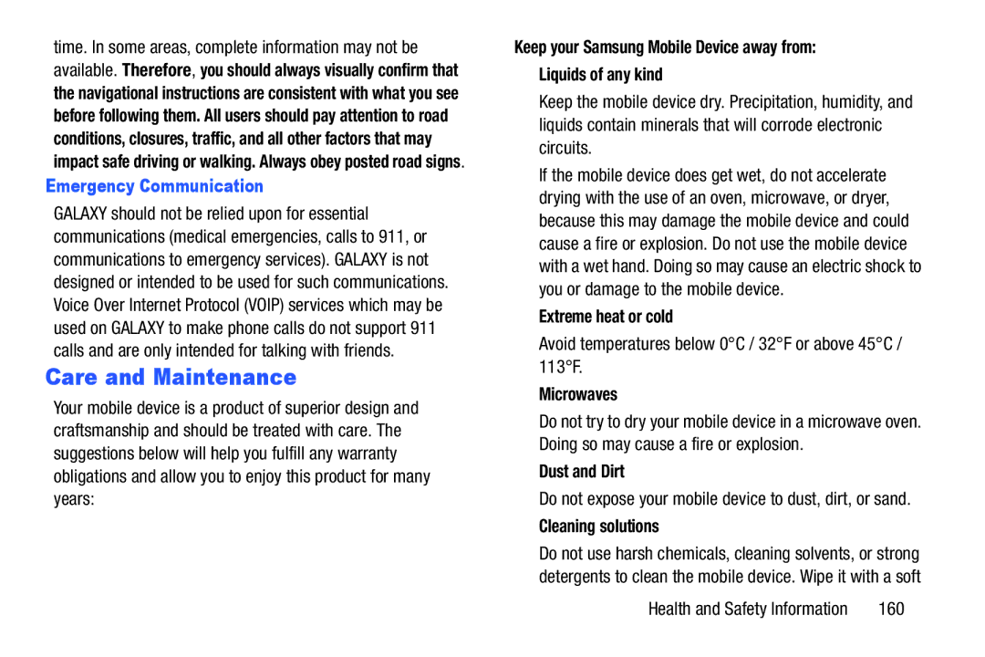 Samsung GT-P5210GNYXAR user manual Care and Maintenance, Emergency Communication 