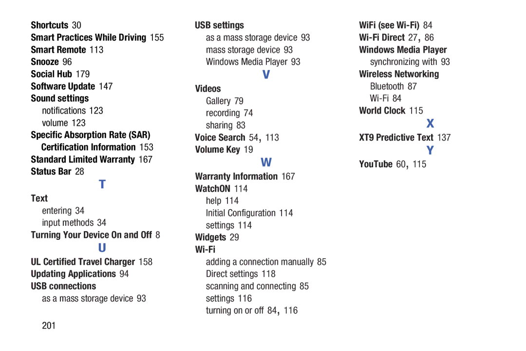 Samsung GT-P5210GNYXAR user manual Shortcuts, Sound settings, Turning Your Device On and Off, USB connections, USB settings 