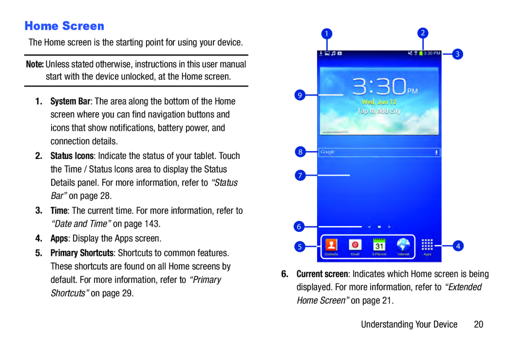 Samsung GT-P5210GNYXAR user manual Home Screen, Apps Display the Apps screen 