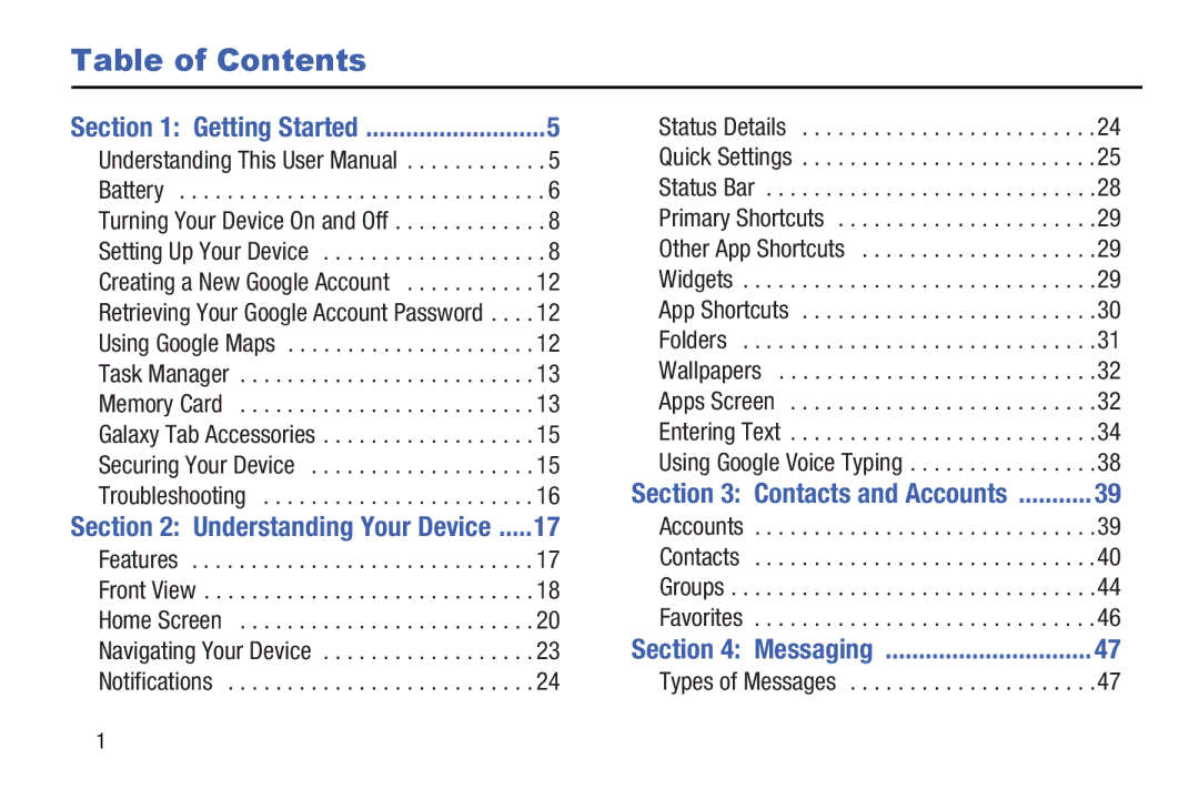 Samsung GT-P5210GNYXAR user manual Table of Contents 