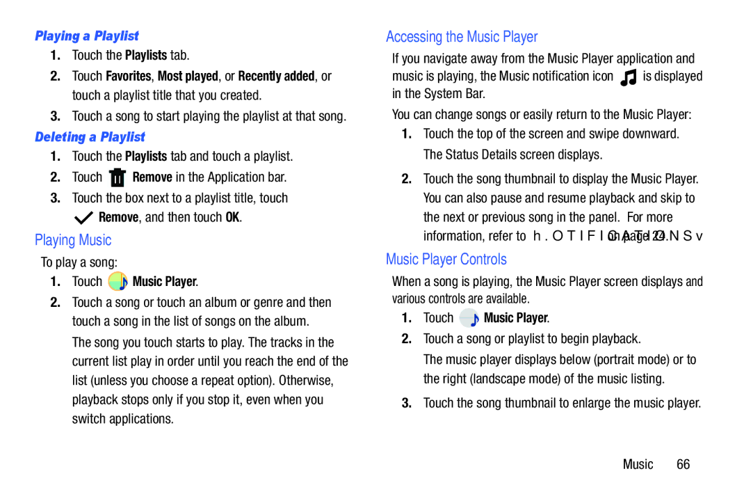 Samsung GT-P5210GNYXAR Accessing the Music Player, Music Player Controls, Playing a Playlist, Deleting a Playlist 