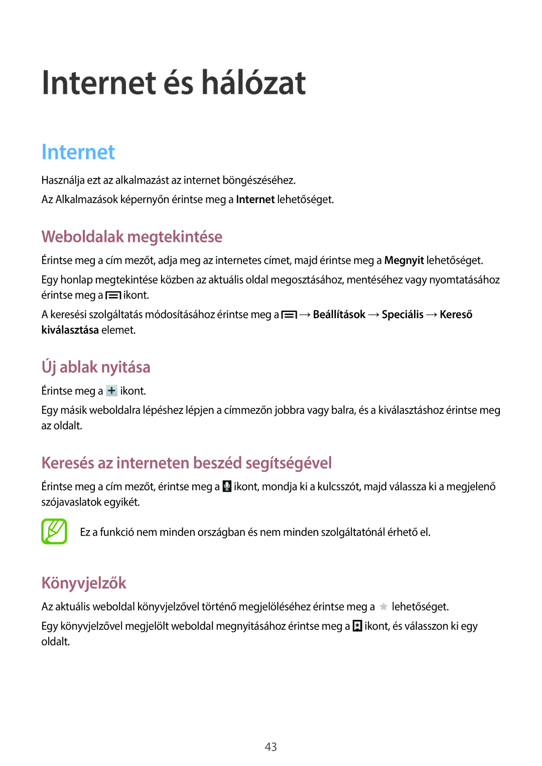 Samsung GT-P5210ZWAROM, GT-P5210MKAXEO, GT-P5210ZWAXEO, GT-P5210ZWAATO, GT-P5210GNAATO, GT-P5210ZWEATO Internet és hálózat 