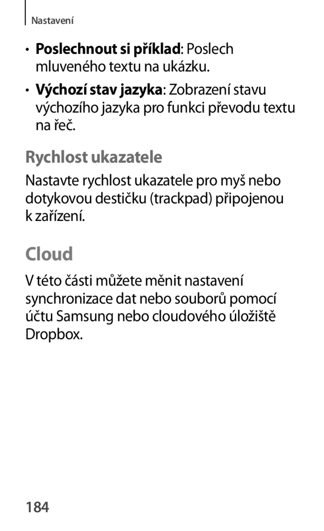 Samsung GT-P5210MKAXEZ, GT-P5210MKAXEO, GT-P5210ZWAXEO, GT-P5210ZWAATO, GT-P5210GNAATO, GT-P5210ZWEATO Rychlost ukazatele, 184 