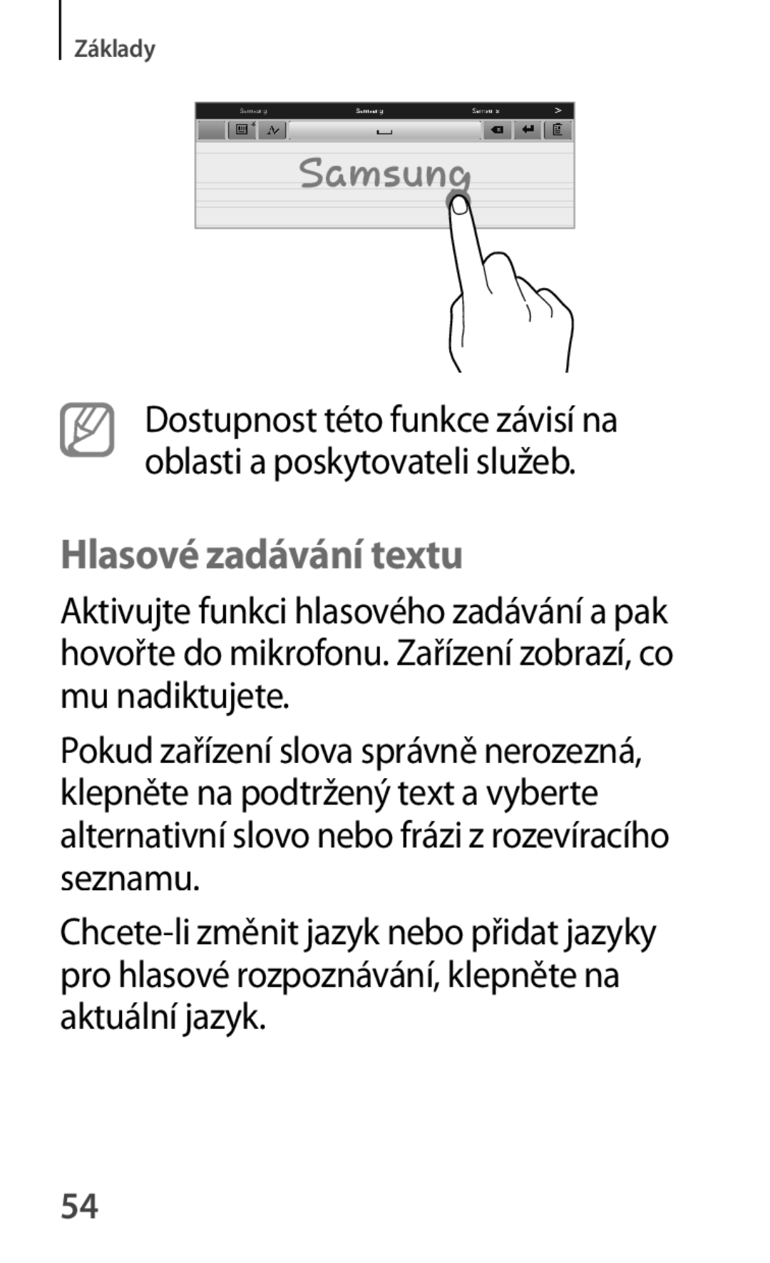 Samsung GT-P5210GNAATO, GT-P5210MKAXEO, GT-P5210ZWAXEO, GT-P5210ZWAATO, GT-P5210ZWEATO, GT-P5210MKAATO Hlasové zadávání textu 
