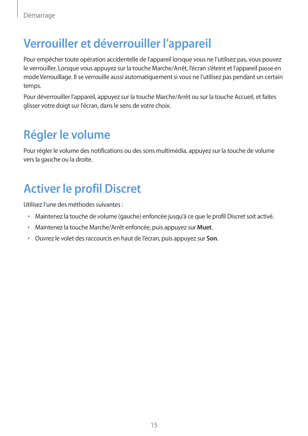 Samsung GT-P5210ZWABGL manual Verrouiller et déverrouiller l’appareil, Régler le volume, Activer le profil Discret 