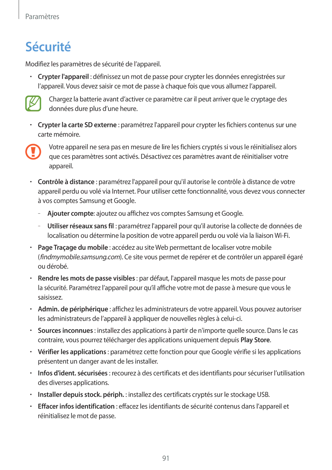 Samsung GT-P5210MKABGL, GT-P5210ZWABGL, GT-P5210GNABGL manual Sécurité, Modifiez les paramètres de sécurité de l’appareil 