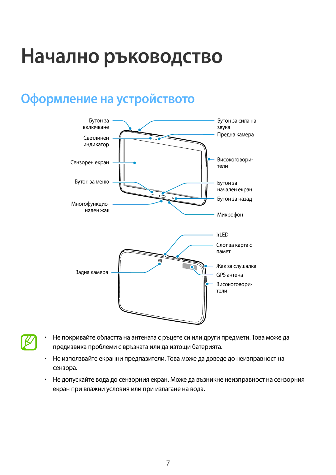 Samsung GT-P5210MKABGL, GT-P5210ZWABGL, GT-P5210GNABGL manual Начално ръководство, Оформление на устройството 