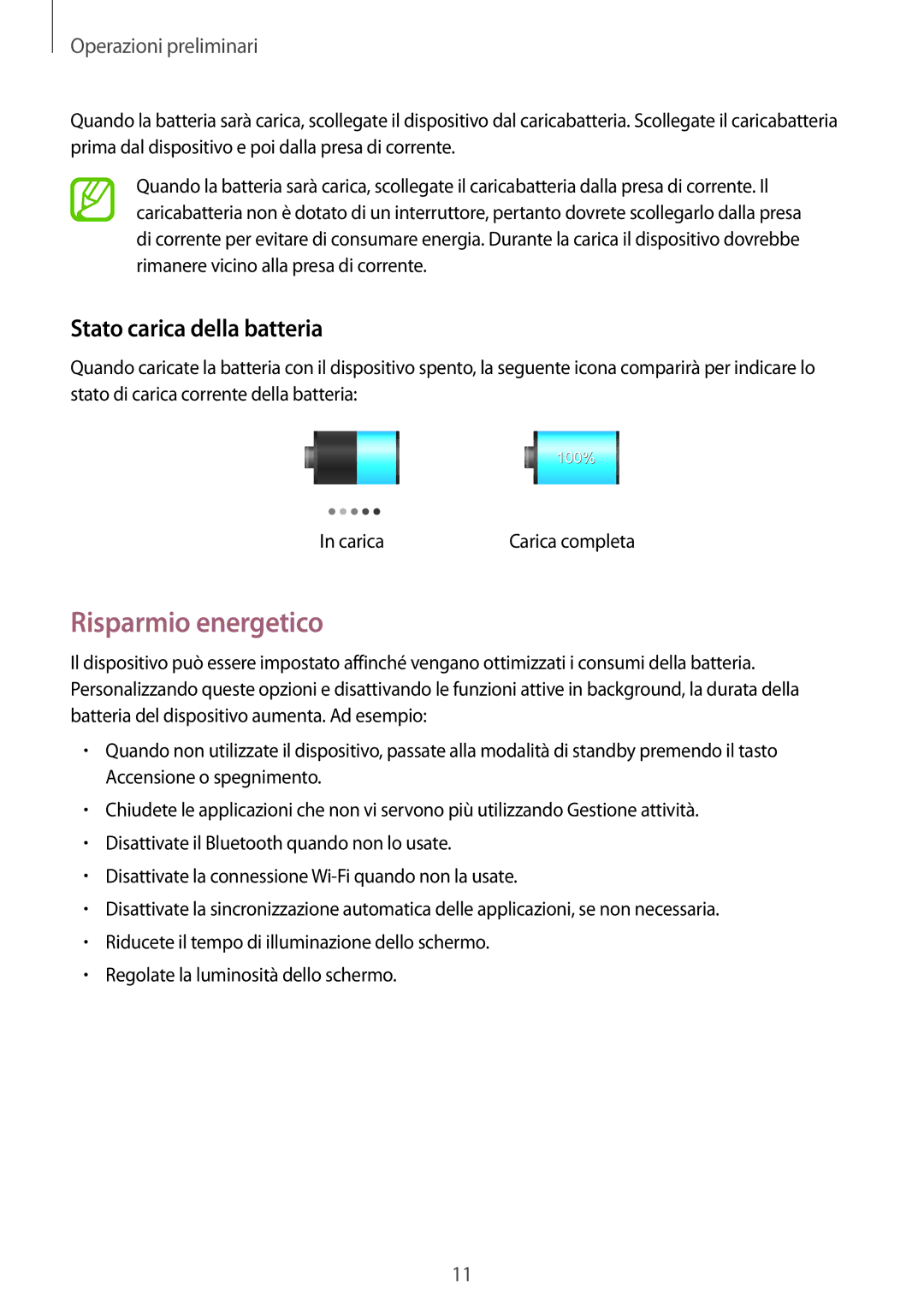 Samsung GT-P5210MKAAUT, GT-P5210ZWADBT, GT-P5210ZWAITV, GT-P5210ZWATUR Risparmio energetico, Stato carica della batteria 