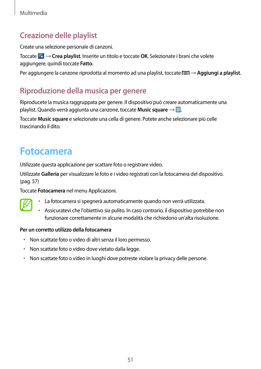 Samsung GT-P5210MKAAUT, GT-P5210ZWADBT manual Fotocamera, Creazione delle playlist, Riproduzione della musica per genere 