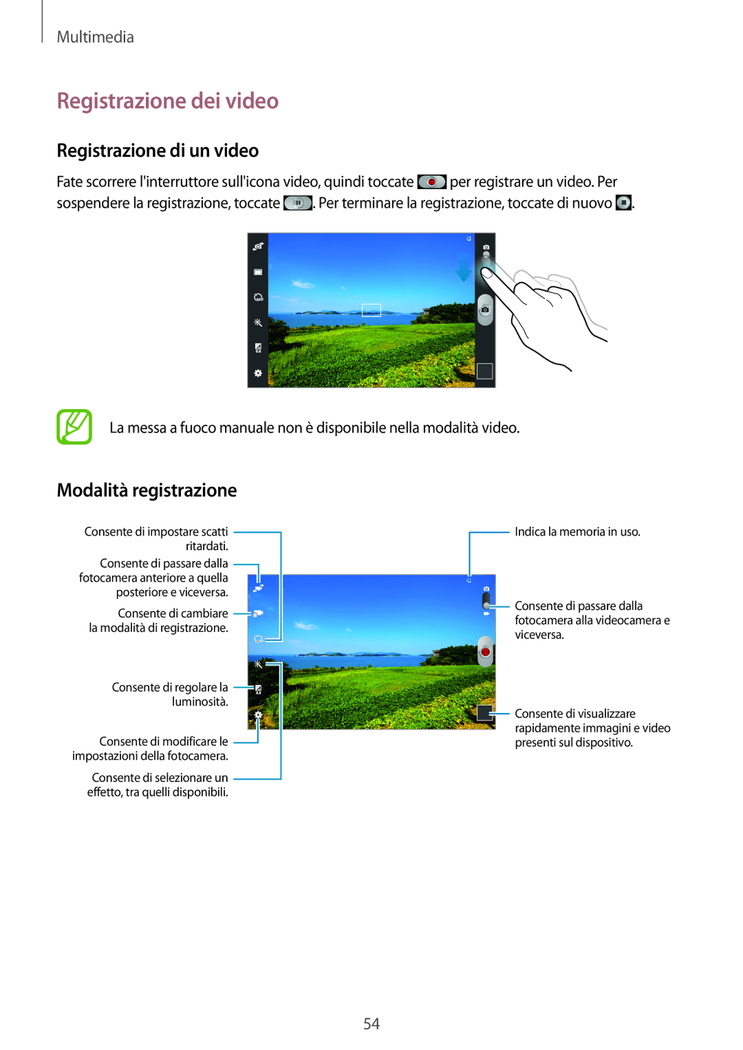 Samsung GT-P5210ZWATUR, GT-P5210ZWADBT manual Registrazione dei video, Registrazione di un video, Modalità registrazione 