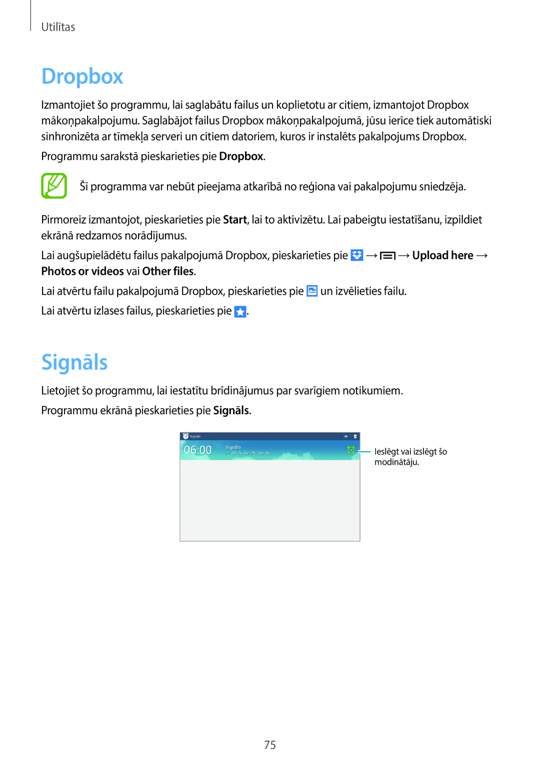 Samsung GT-P5210MKASEB, GT-P5210ZWASEB manual Dropbox, Signāls 