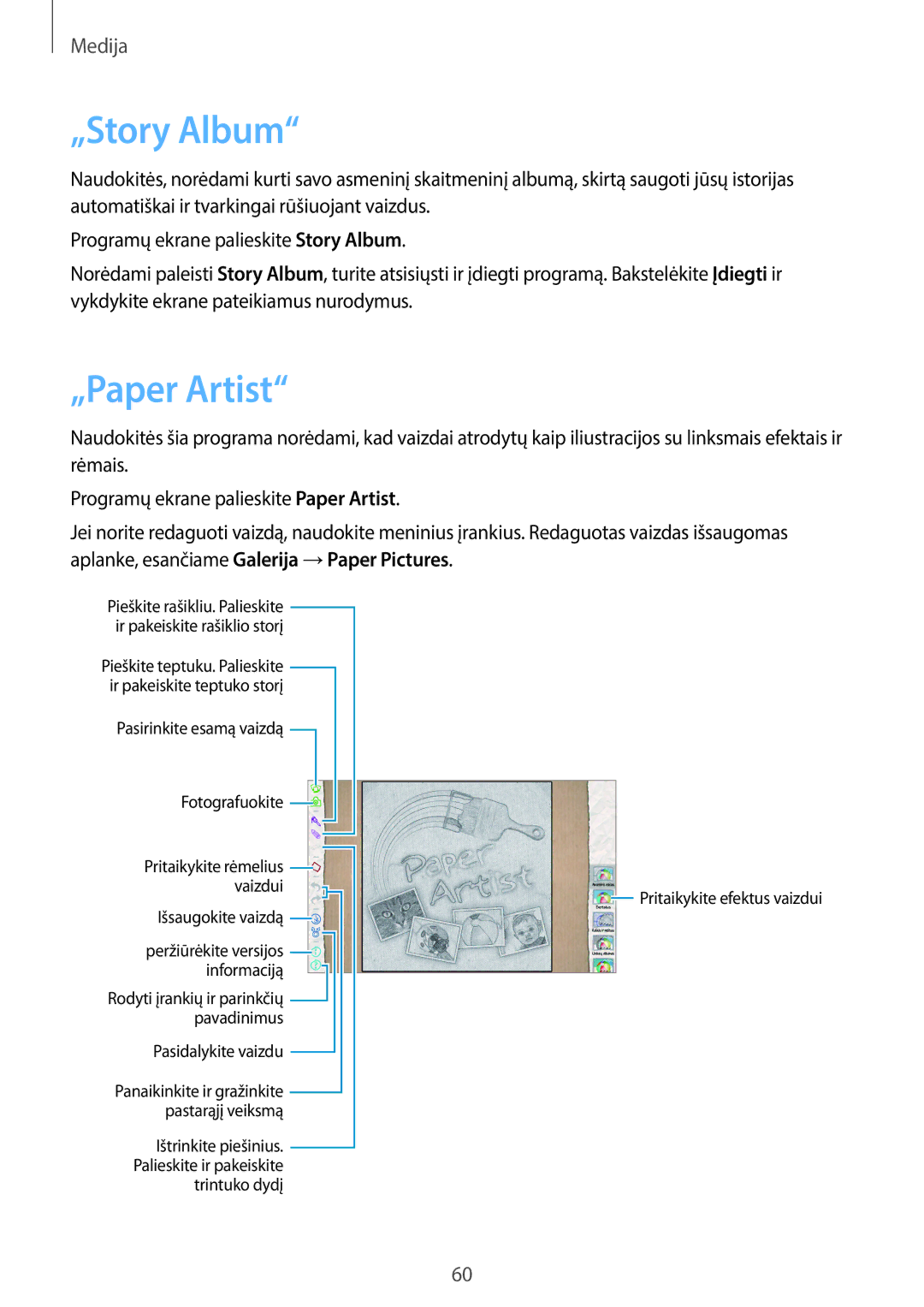 Samsung GT-P5210ZWASEB, GT-P5210MKASEB manual „Story Album, „Paper Artist 