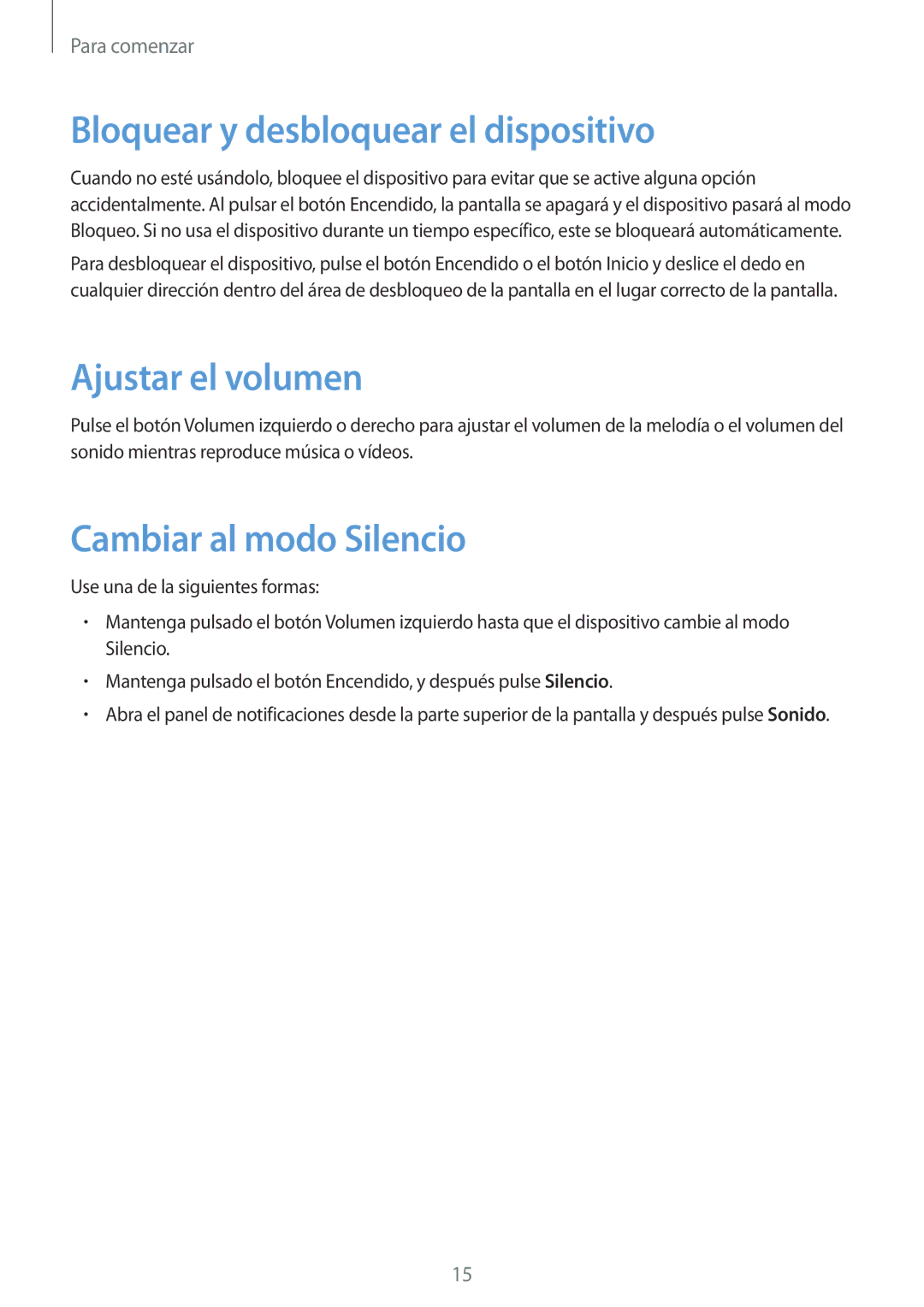 Samsung GT-P5210ZWAXEC, GT-P5210ZWAXEO Bloquear y desbloquear el dispositivo, Ajustar el volumen, Cambiar al modo Silencio 