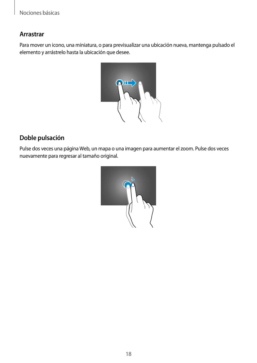 Samsung GT-P5210MKAXEC, GT-P5210ZWAXEO, GT-P5210ZWADBT, GT-P5210ZWAATO, GT-P5210ZWATPH manual Arrastrar, Doble pulsación 