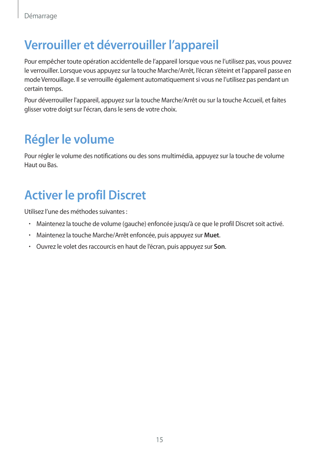 Samsung GT-P5210ZWAFTM manual Verrouiller et déverrouiller l’appareil, Régler le volume, Activer le profil Discret 