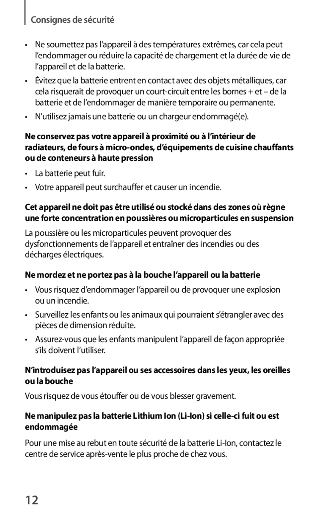 Samsung GT-P5210ZWEXEF, GT-P5210ZWXXEF, GT-P5210GNAXEF manual ’utilisez jamais une batterie ou un chargeur endommagée 