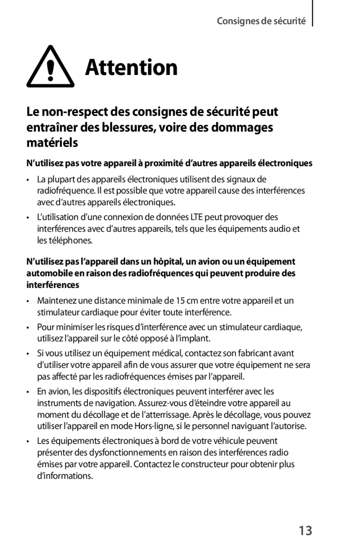 Samsung GT-P5210GRAXEF, GT-P5210ZWXXEF, GT-P5210GNAXEF, GT-P5210ZWAFTB, GT-P5210ZWEXEF, GT-P5210ZWAXEF Consignes de sécurité 