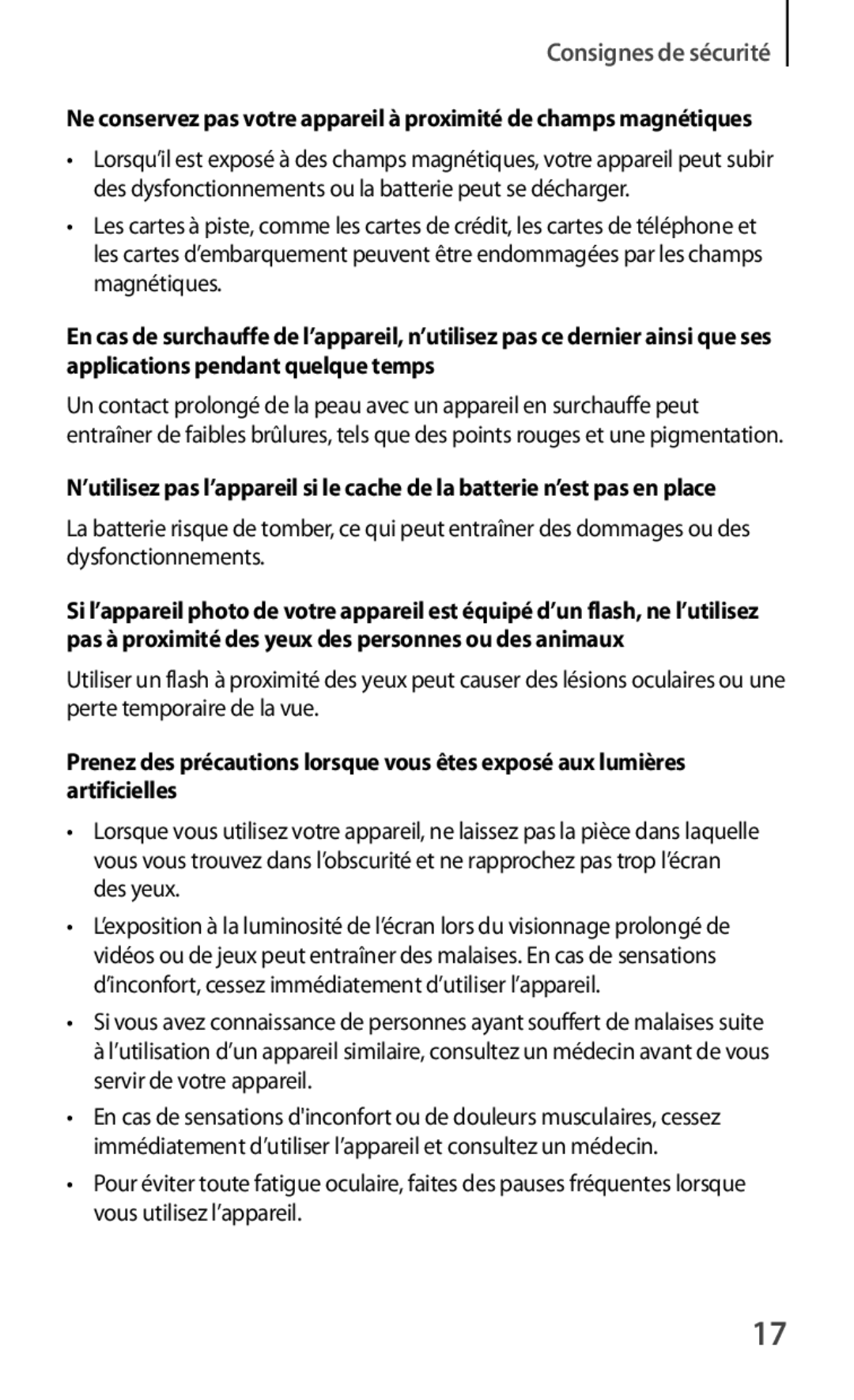 Samsung GT-P5210ZWEFNC, GT-P5210ZWXXEF, GT-P5210GNAXEF, GT-P5210ZWAFTB, GT-P5210ZWEXEF, GT-P5210GRAXEF Consignes de sécurité 