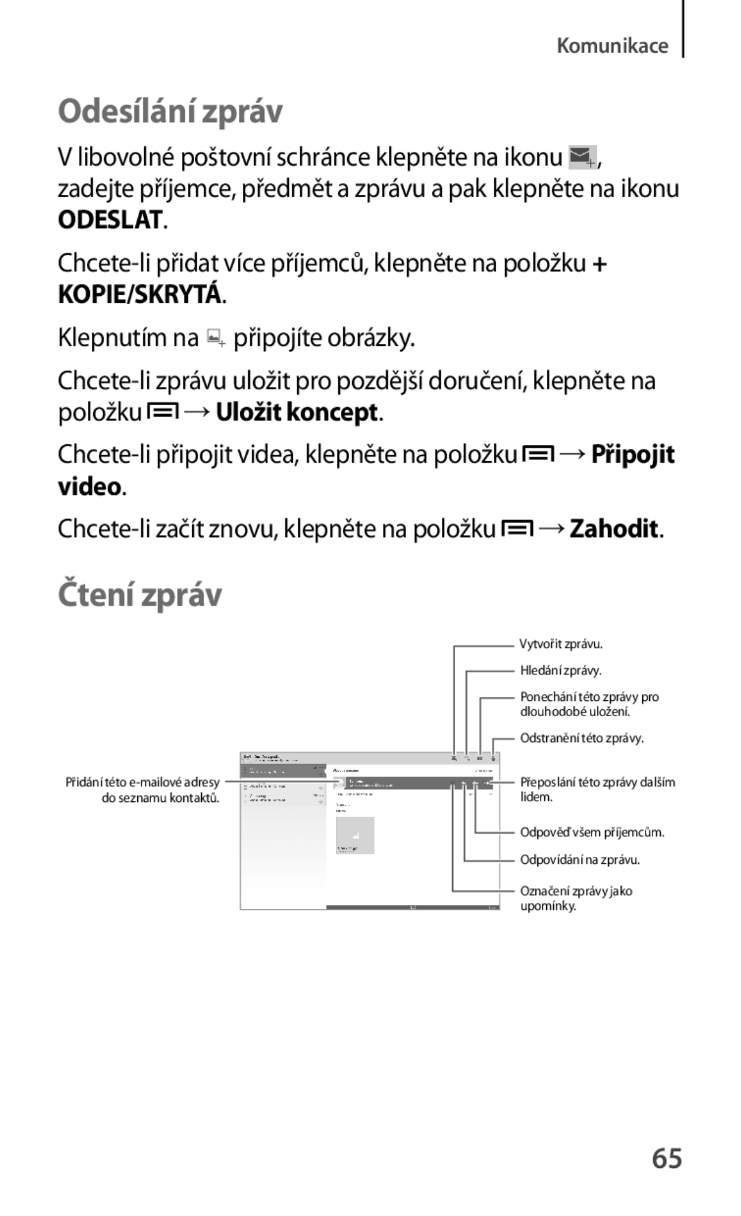 Samsung GT-P5220ZWAORL, GT-P5220GNASWC, GT-P5220MKAAUT, GT-P5220ZWACOS manual Libovolné poštovní schránce klepněte na ikonu 