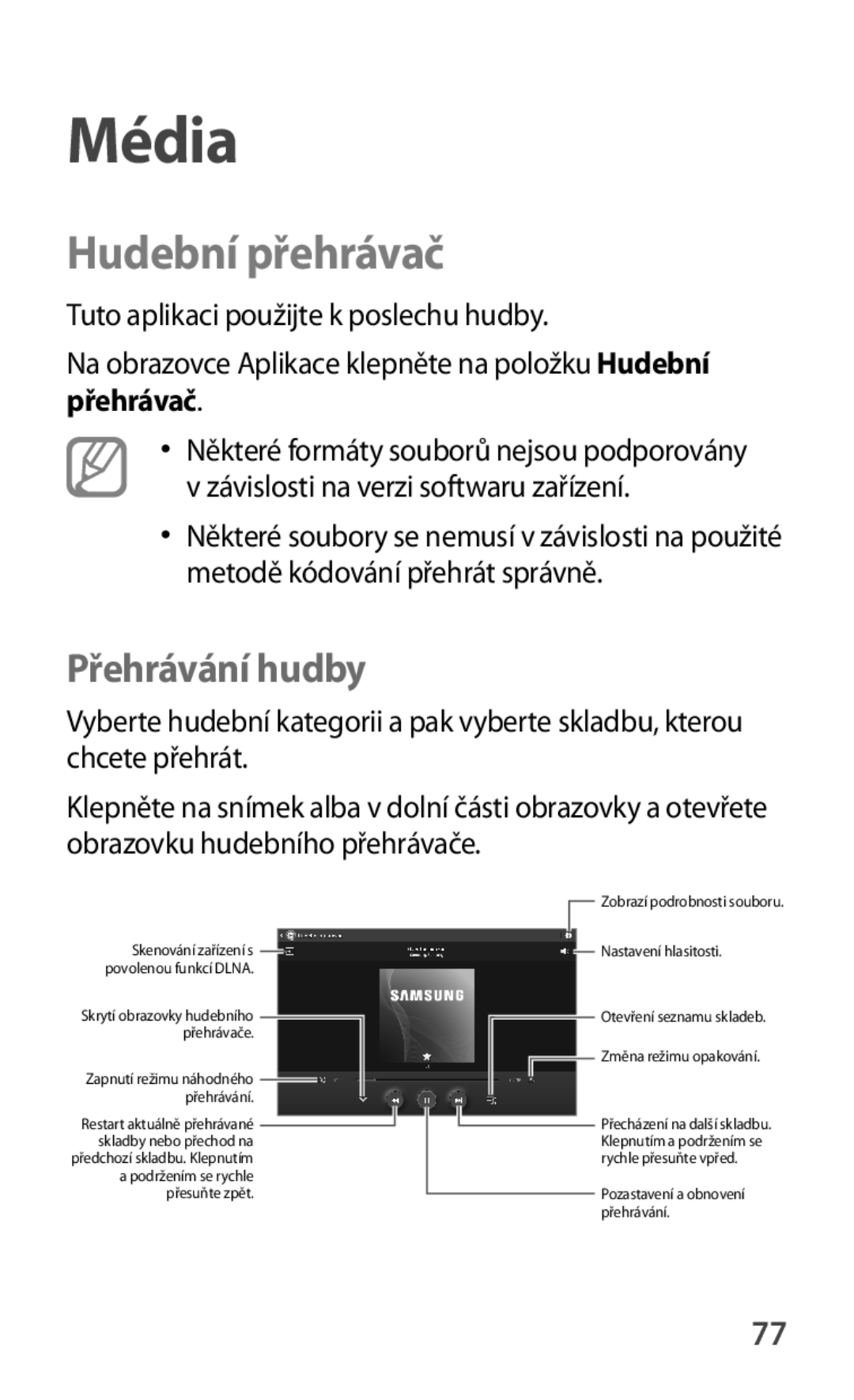 Samsung GT-P5220ZWAVDC, GT-P5220GNASWC, GT-P5220ZWAORL, GT-P5220MKAAUT Média, Hudební přehrávač, Přehrávání hudby, Přehrávač 