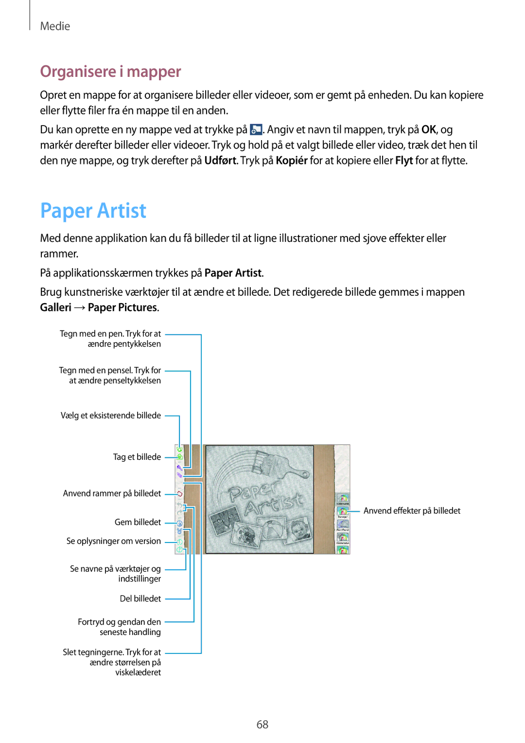 Samsung GT-P5220GNANEE, GT-P5220GRENEE, GT-P5220GNENEE, GT-P5220ZWANEE, GT-P5220MKENEE manual Paper Artist, Organisere i mapper 