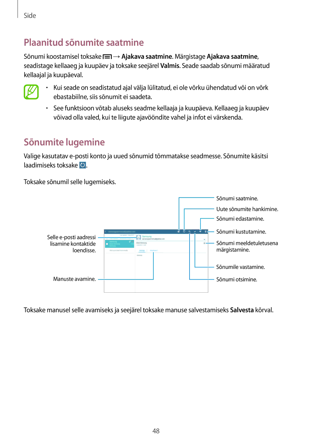 Samsung GT-P5220ZWASEB, GT-P5220MKASEB manual Sõnumite lugemine 