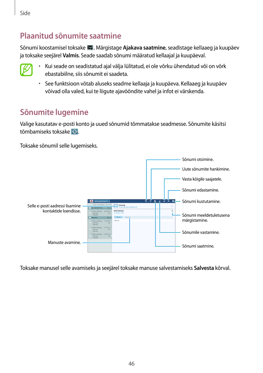 Samsung GT-P5220ZWASEB, GT-P5220MKASEB manual Sõnumite lugemine 