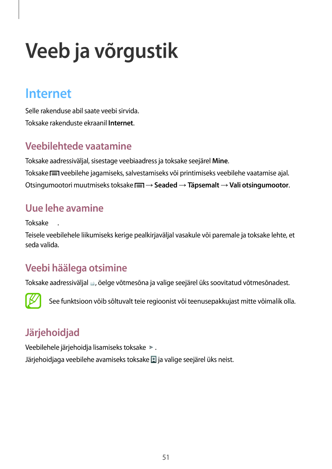 Samsung GT-P5220MKASEB, GT-P5220ZWASEB manual Veeb ja võrgustik, Internet 
