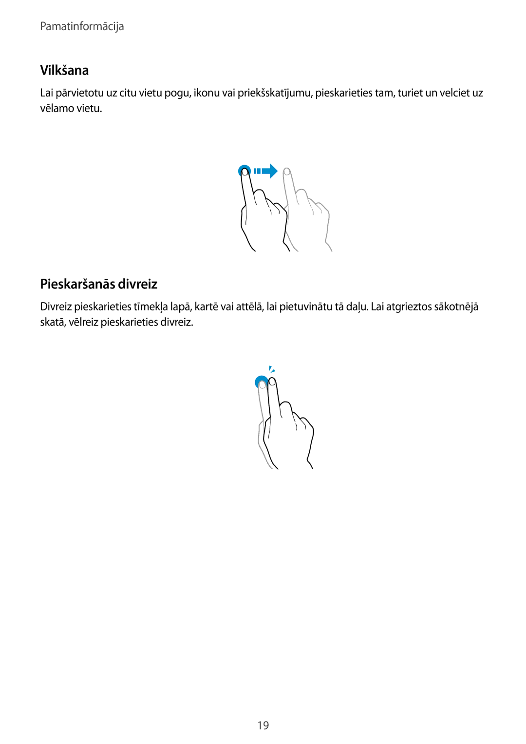 Samsung GT-P5220MKASEB, GT-P5220ZWASEB manual Vilkšana, Pieskaršanās divreiz 