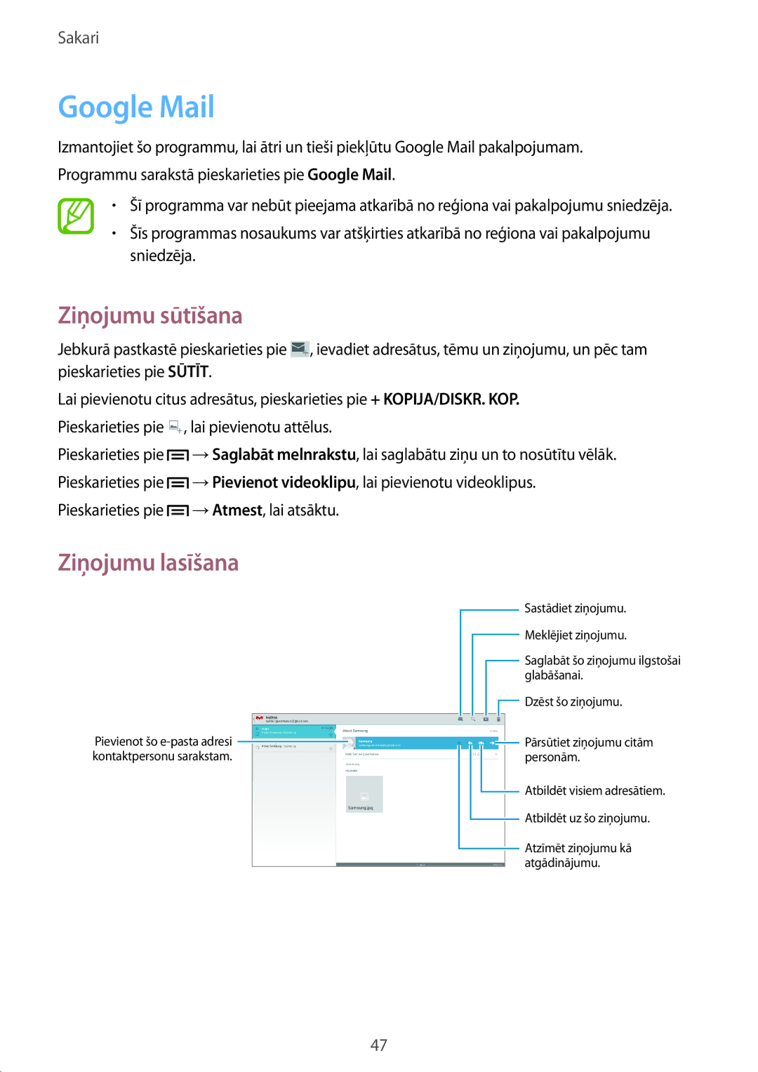 Samsung GT-P5220MKASEB, GT-P5220ZWASEB manual Google Mail 