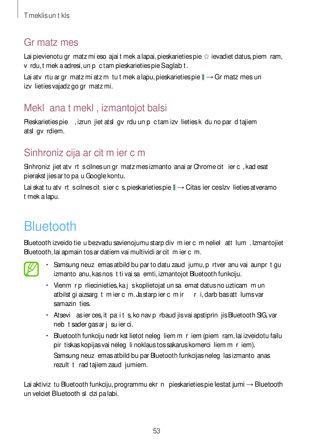 Samsung GT-P5220MKASEB, GT-P5220ZWASEB manual Bluetooth, Sinhronizācija ar citām ierīcēm 