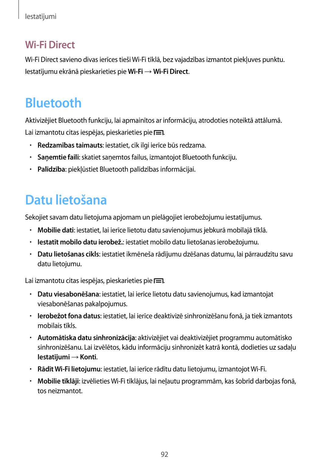 Samsung GT-P5220ZWASEB, GT-P5220MKASEB manual Datu lietošana, Wi-Fi Direct 