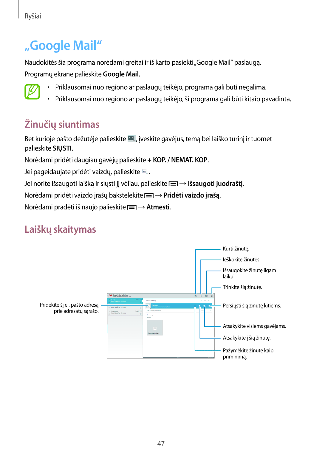 Samsung GT-P5220MKASEB, GT-P5220ZWASEB manual „Google Mail 