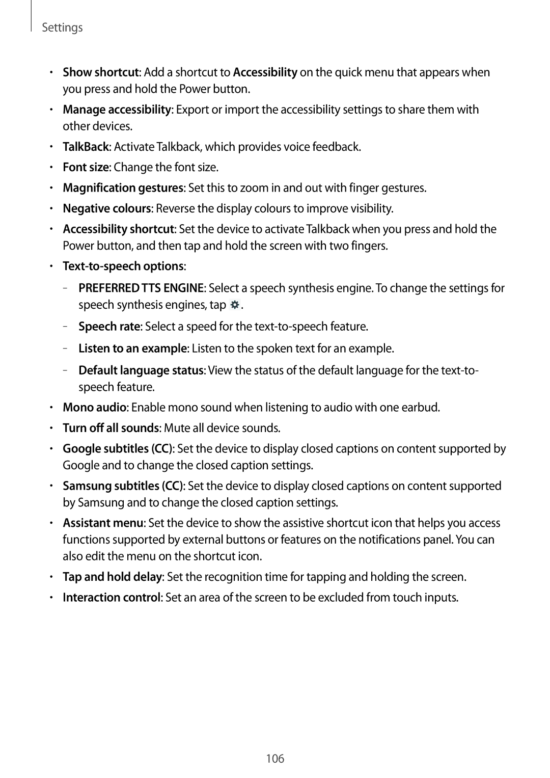 Samsung GT-P5220ZWAXEF, GT-P5220ZWASEB, GT-P5220ZWAVD2, GT-P5220MKADBT, GT-P5220ZWADTM, GT-P5220MKATMN Text-to-speech options 